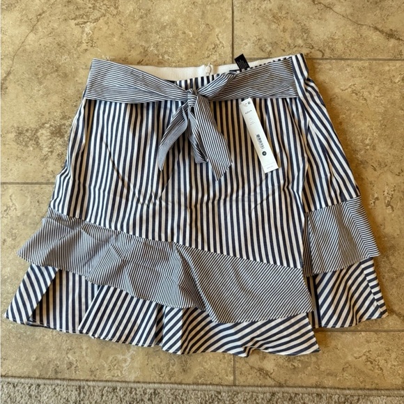 Flared Skirt / Navy Blue Pinstripe